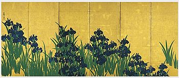 燕子花図 尾形光琳筆（左隻）